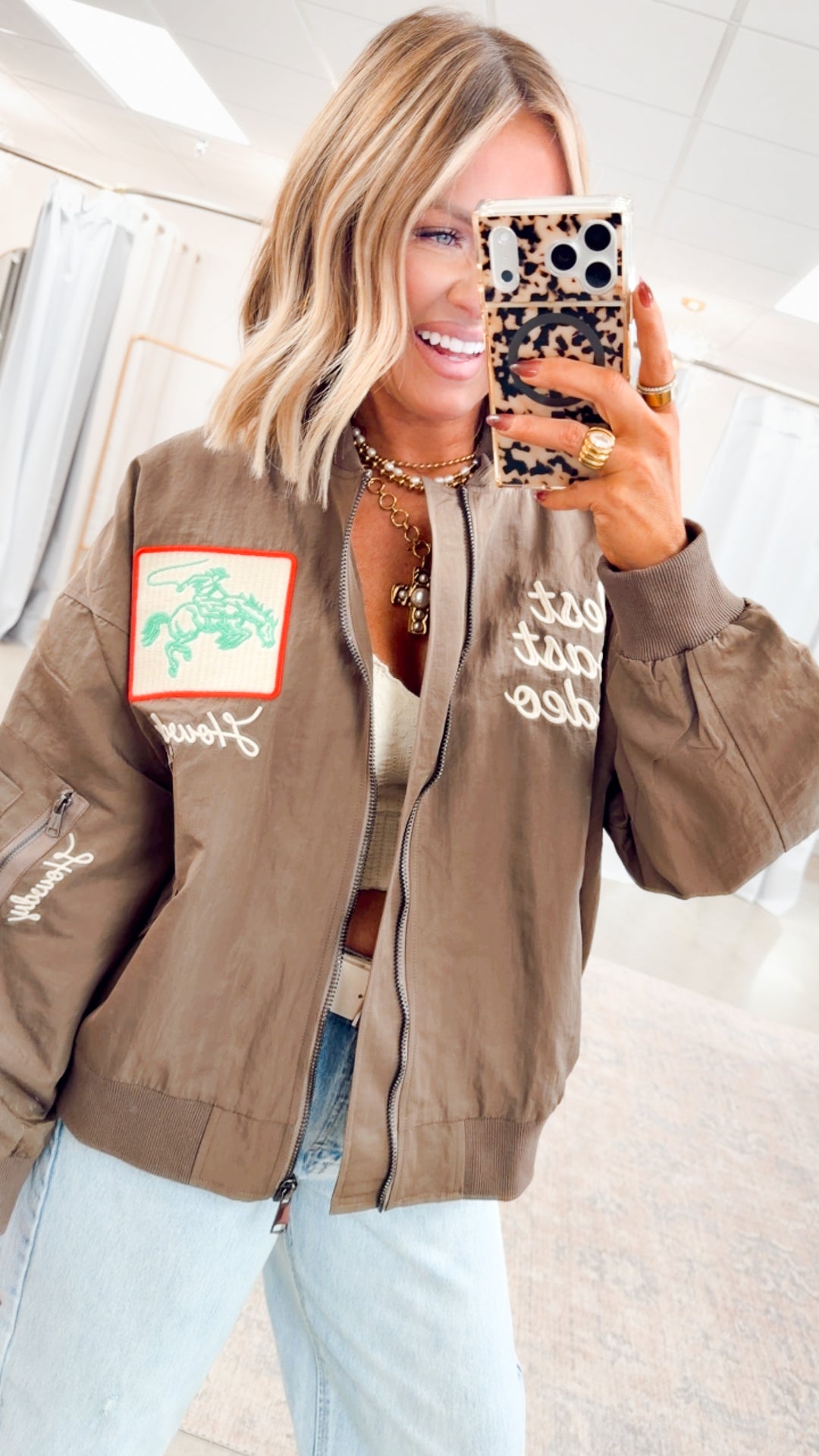 West League Bomber Jacket-Mocha Mousse