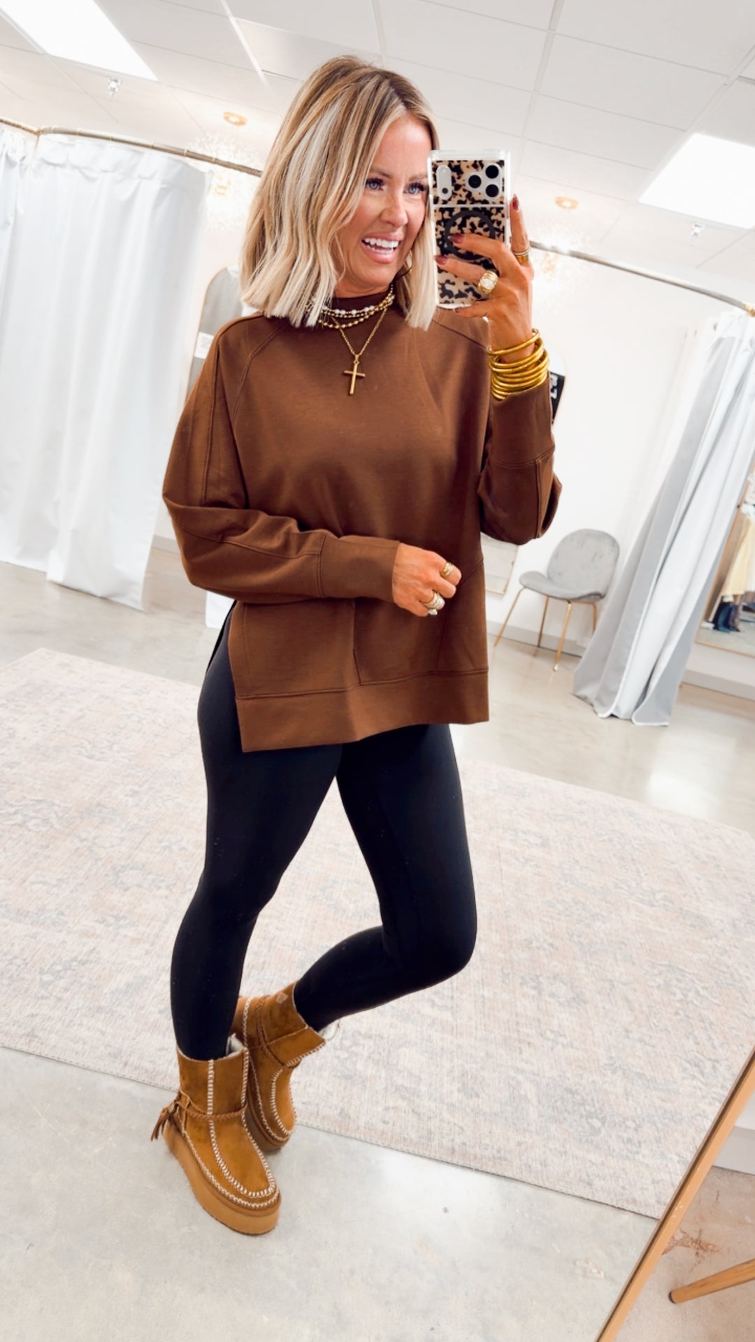 The Split Edge Pullover-Brown