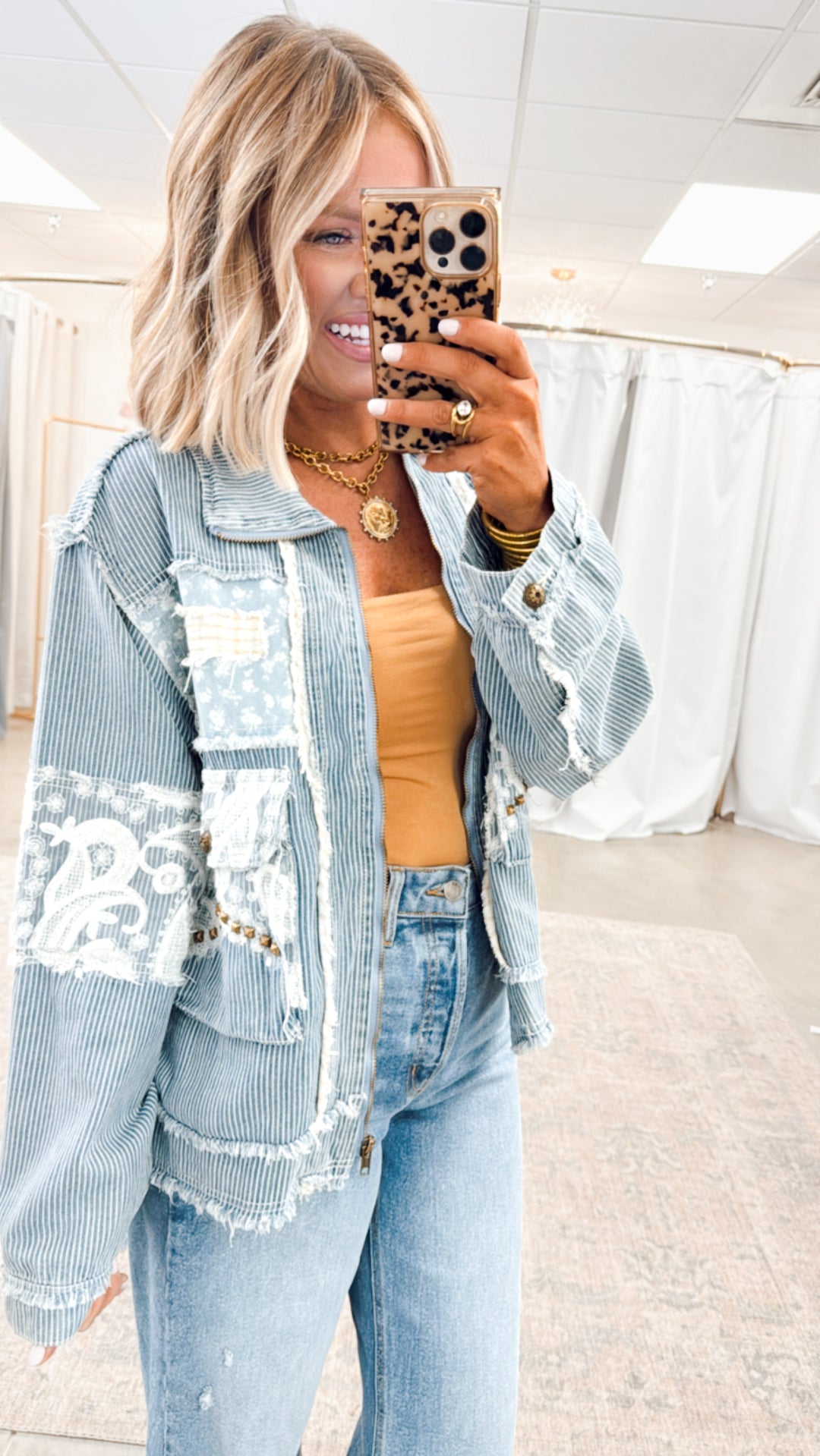 Striped Denim Twill Jacket
