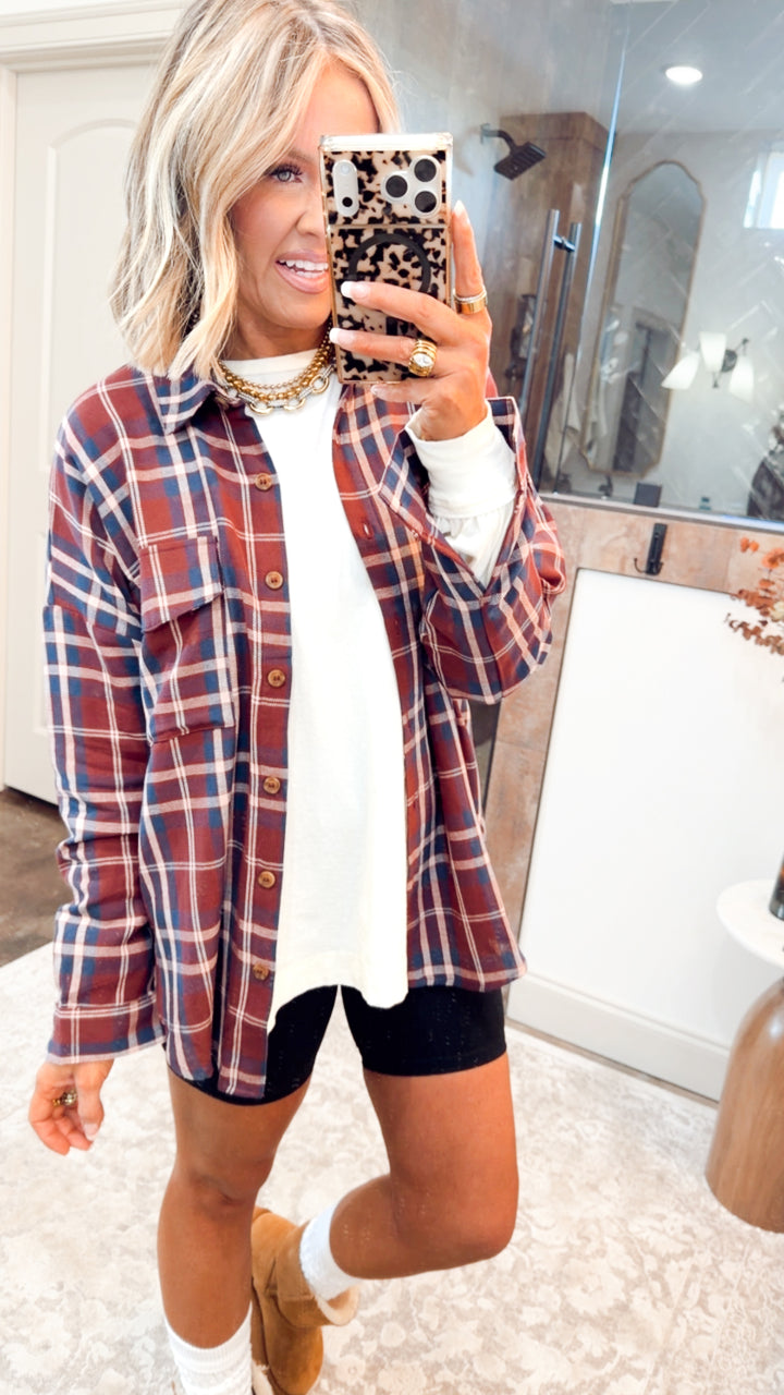 Bristol Plaid Flannel-Burgundy