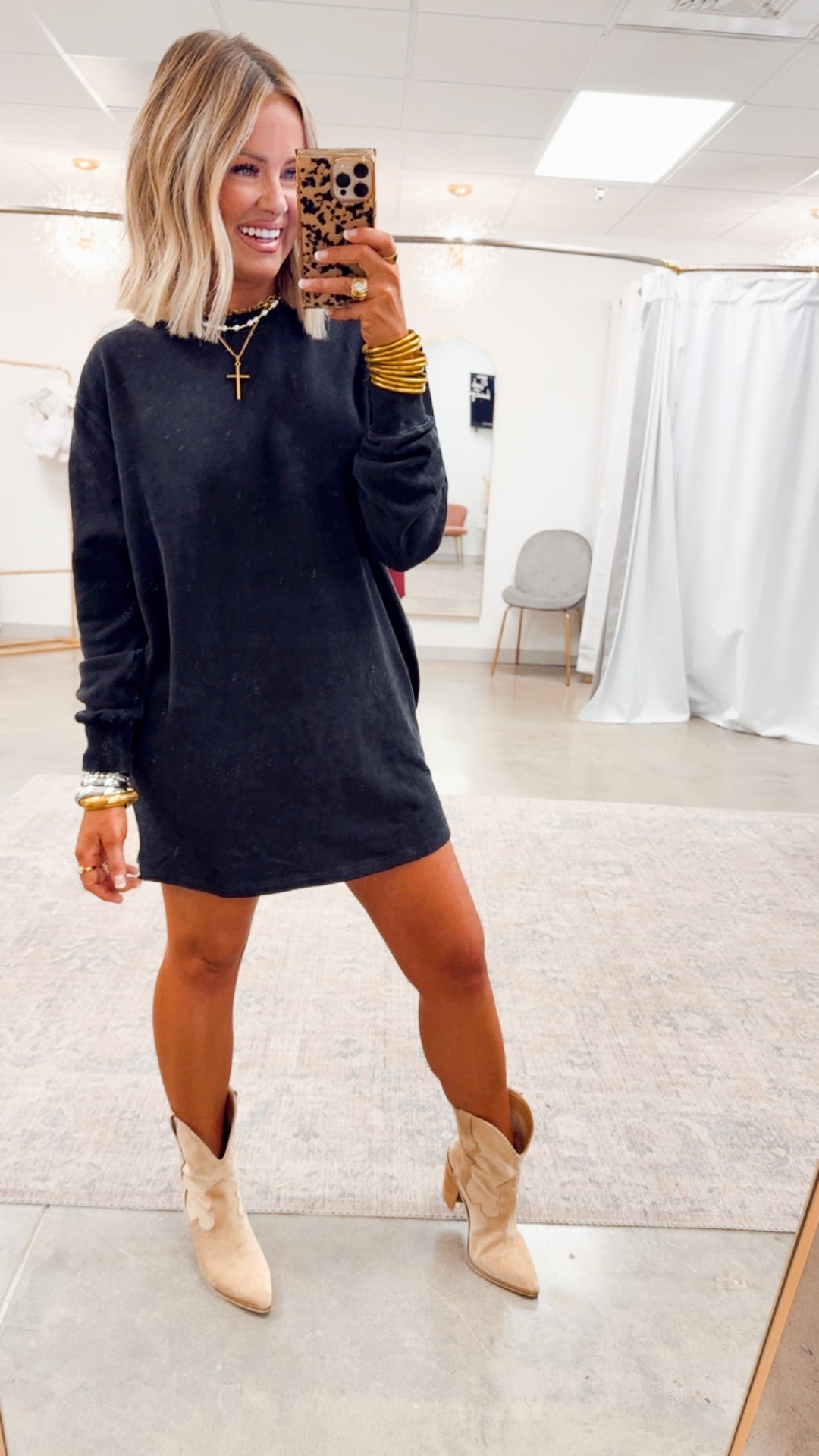 Mila Sweatshirt Dress-Black