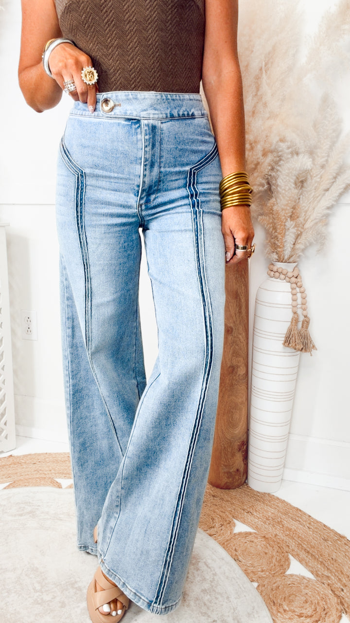 Katherine High Waisted Wide Leg Jean-Light