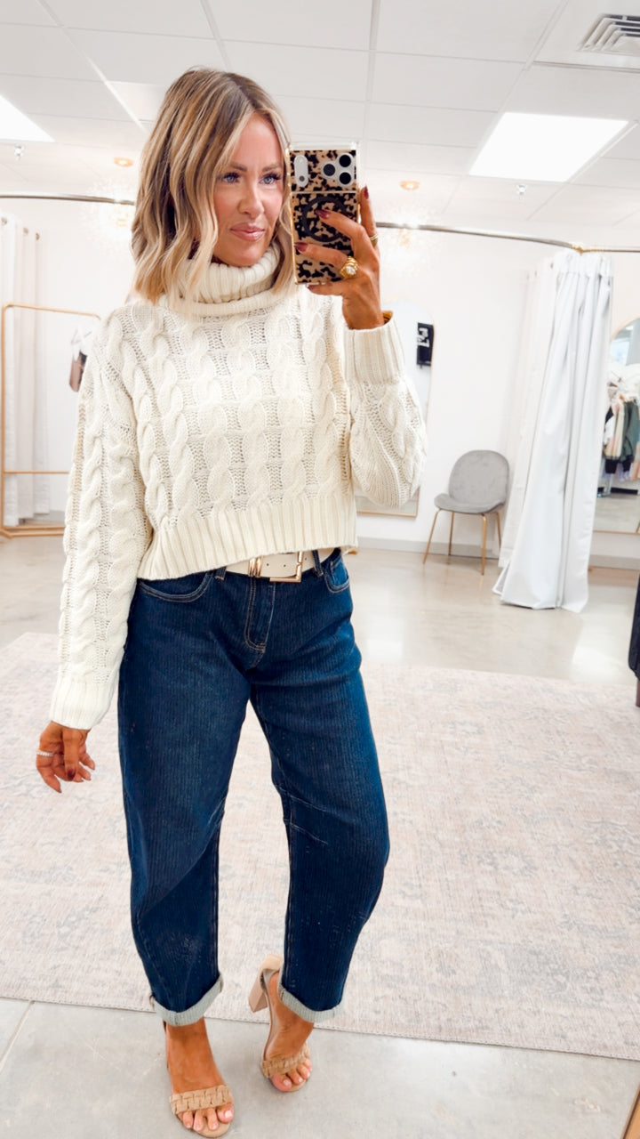 Isabella Turtle Neck Sweater-Cream