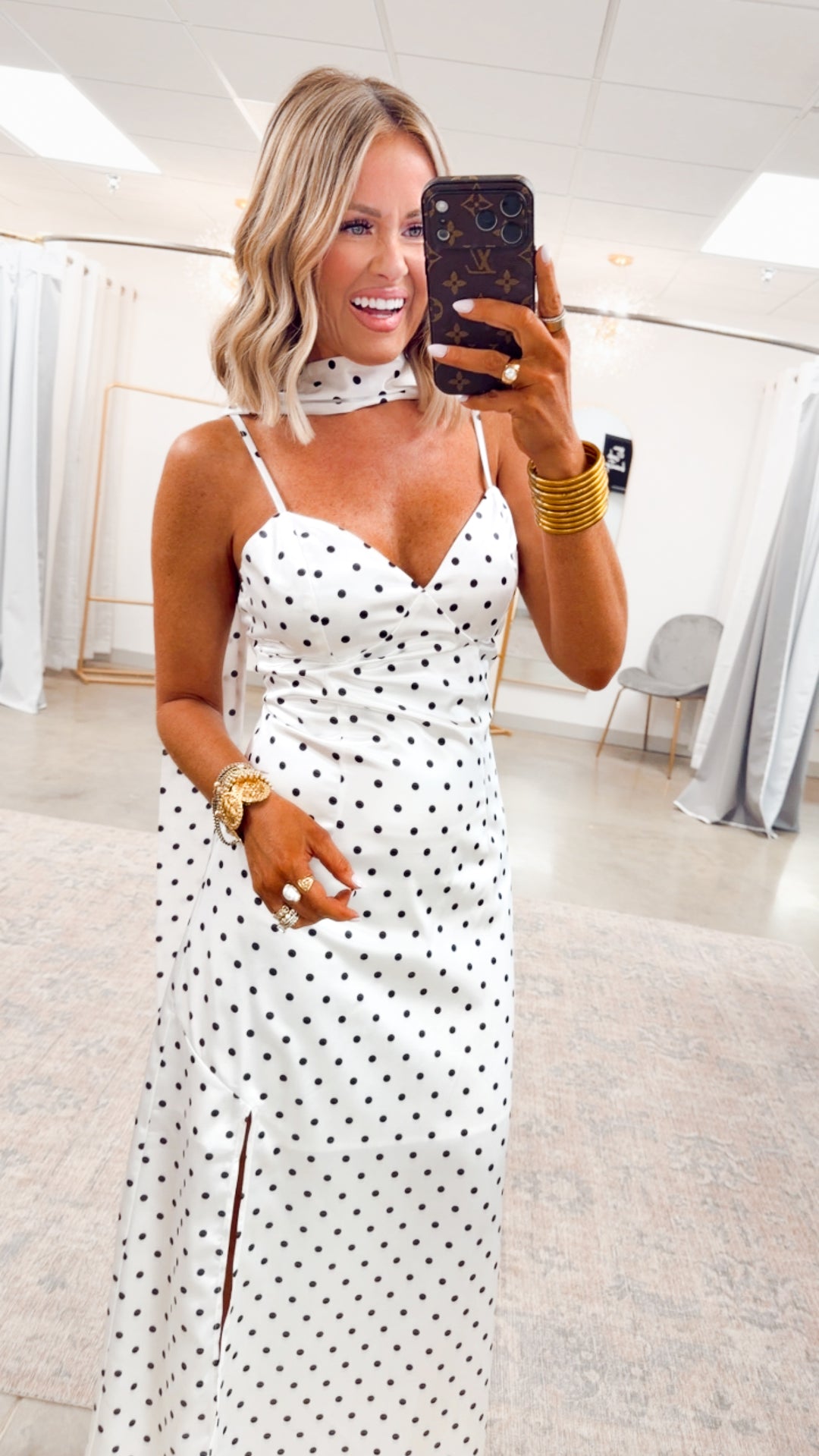 The Classic Polka Dot Dress & Scarf