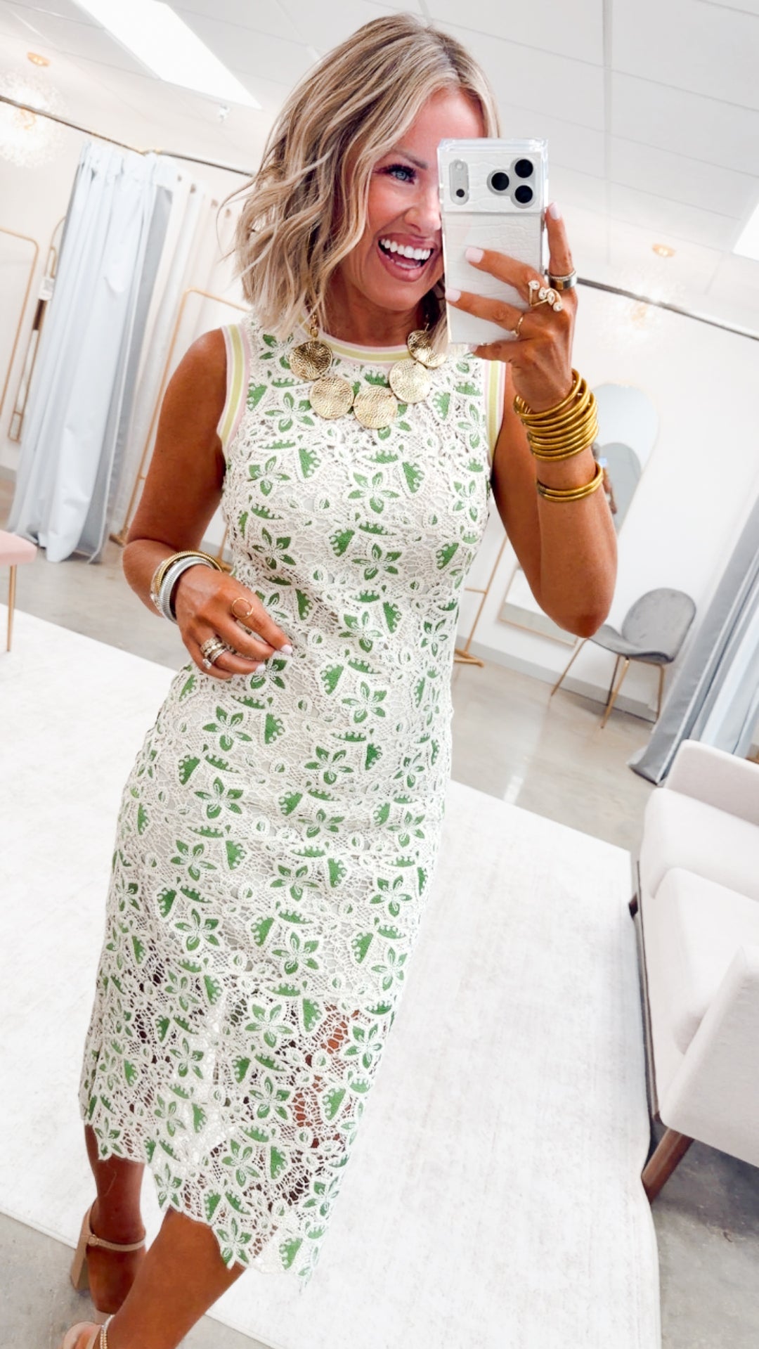 The Berkley Floral Crochet Midi Dress