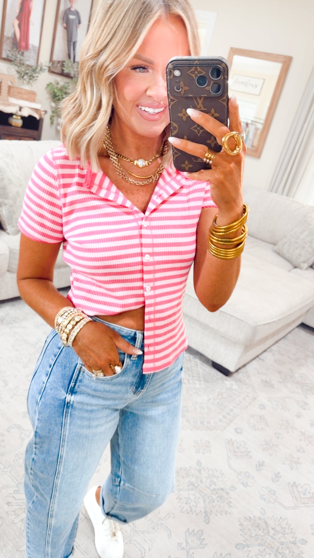 Piper Stripe Top-Pink