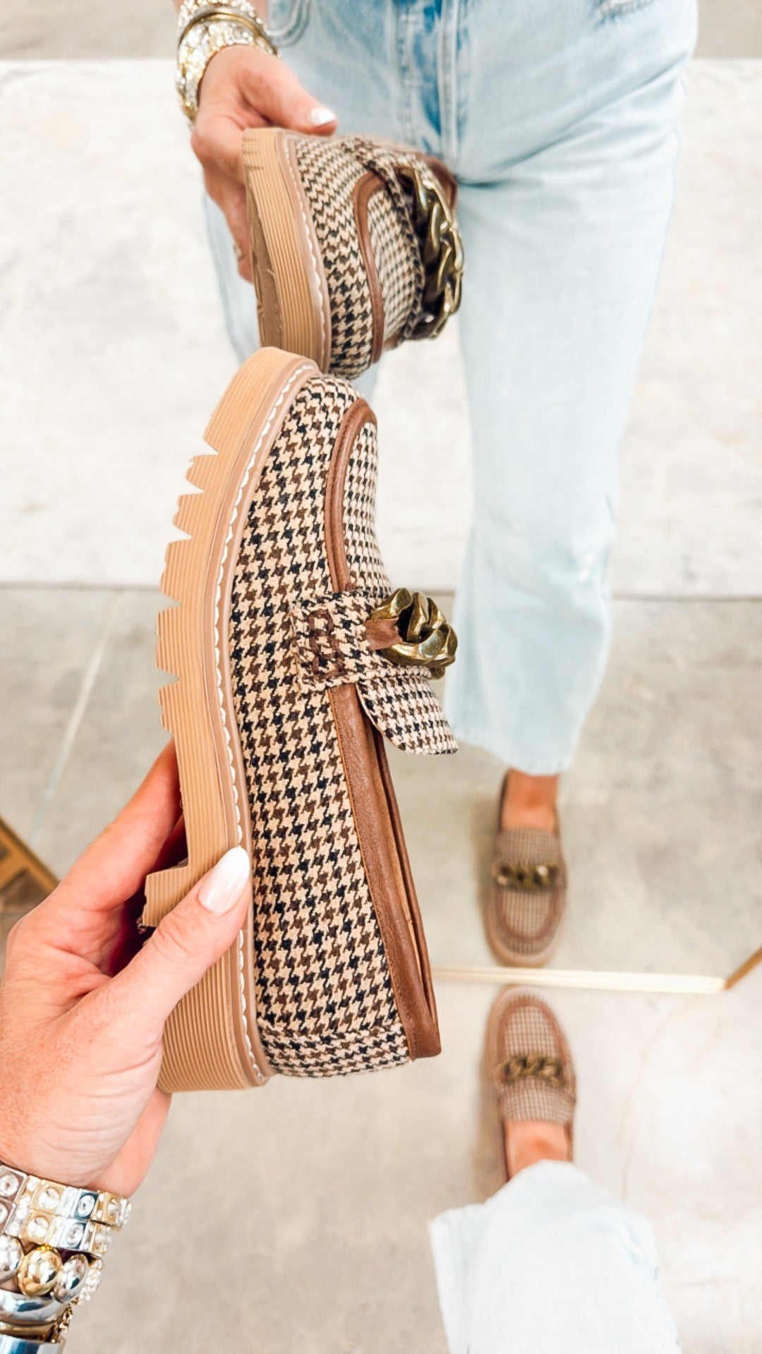 Corkys Not Literally Loafers-Black Tan Houndstooth