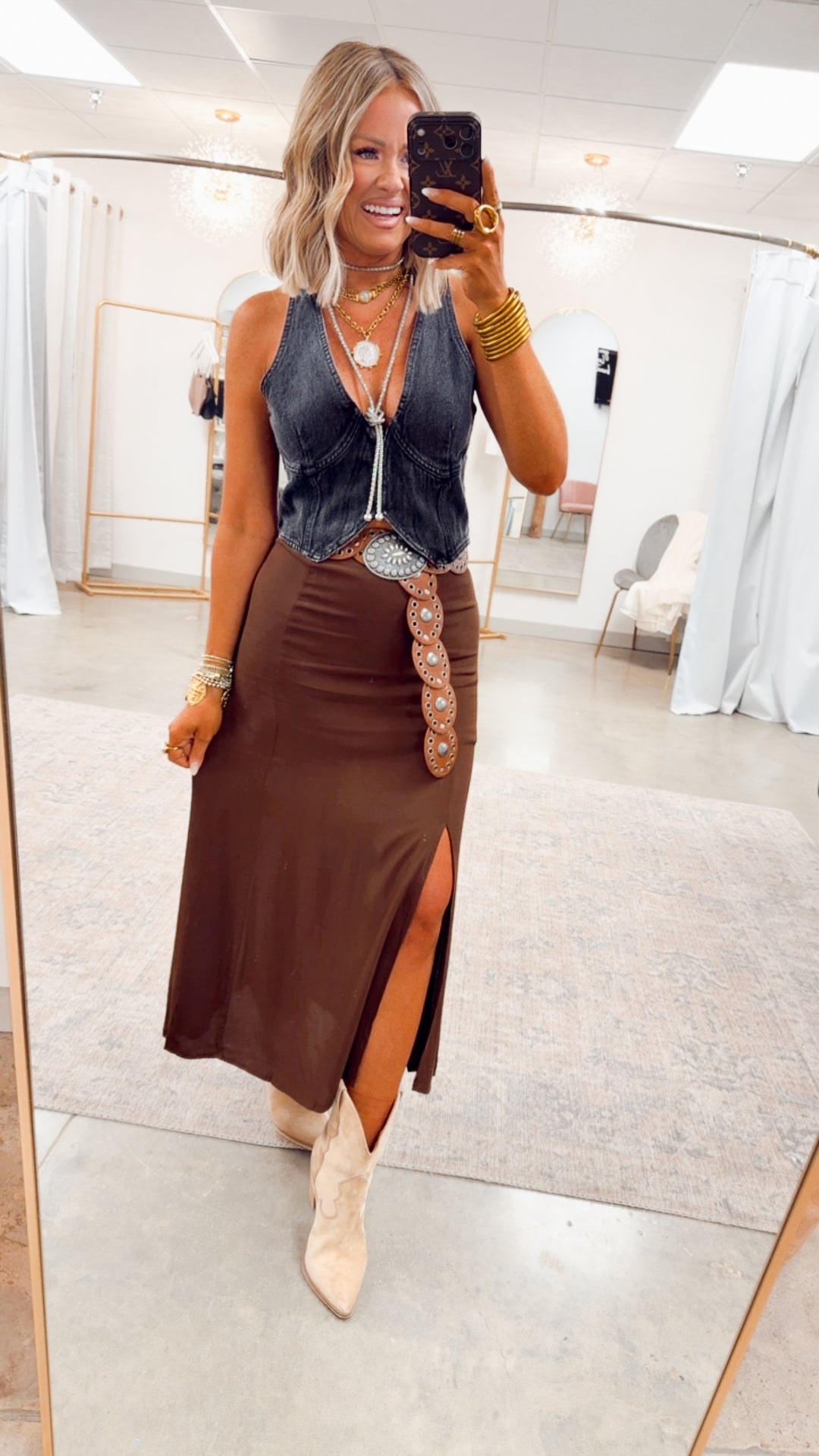 The Marlow Midi Skirt-Brown