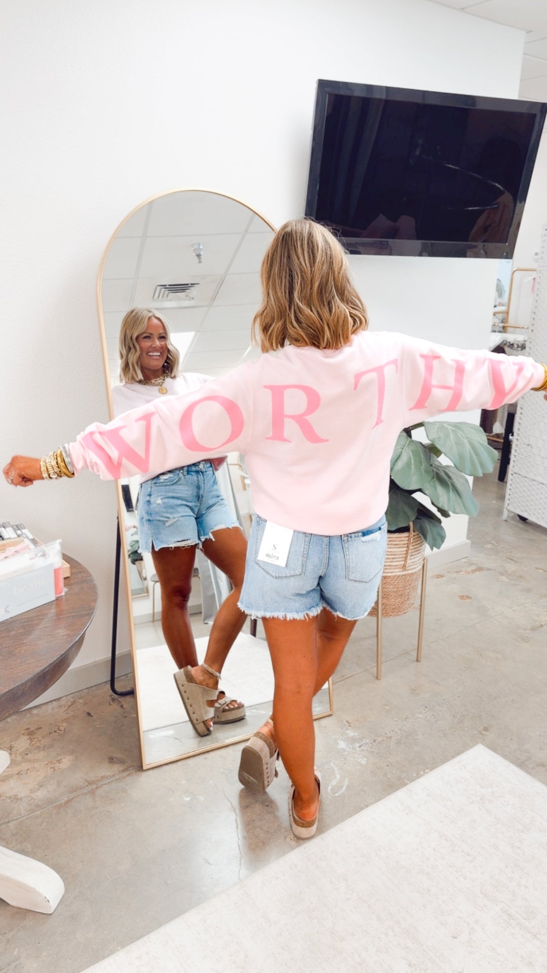 Worthy Light Pink Sweatshirt