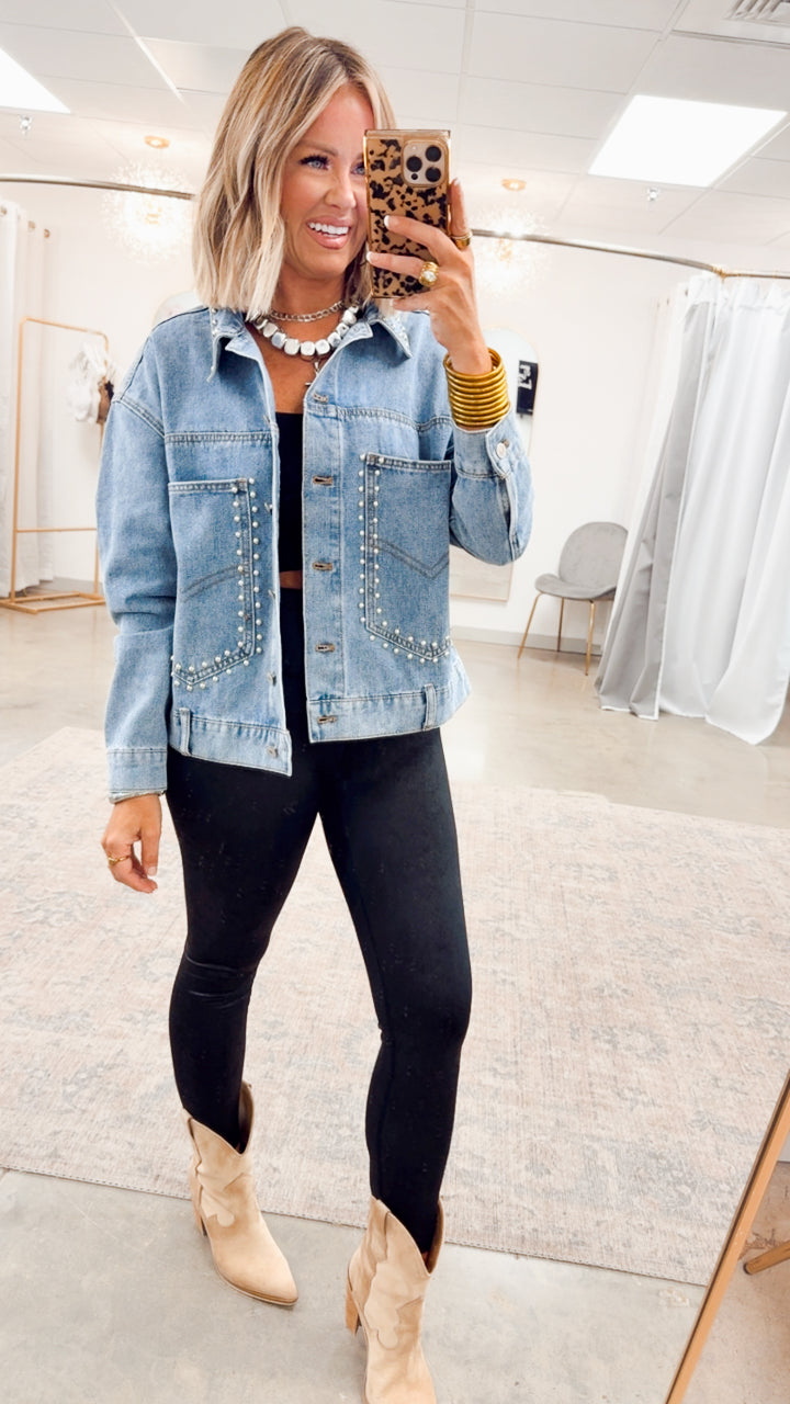 Westward Studded Detail Denim Jacket