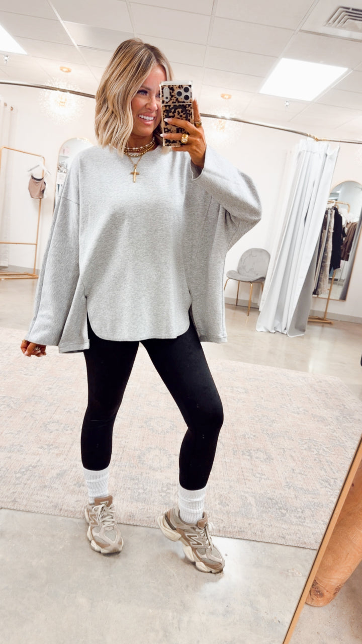 Grey Relaxed Side Slit Top