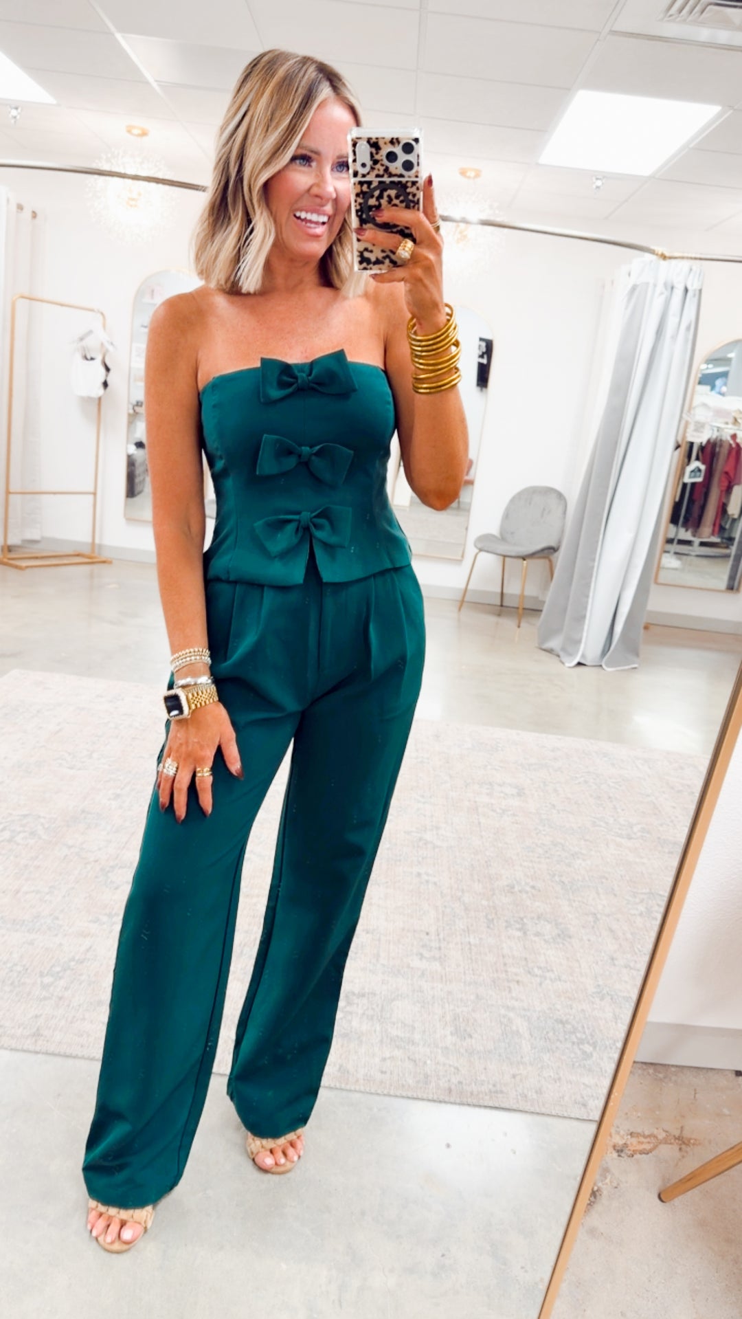 Evelina Bow Tube Top & Pants Set-Forest Green