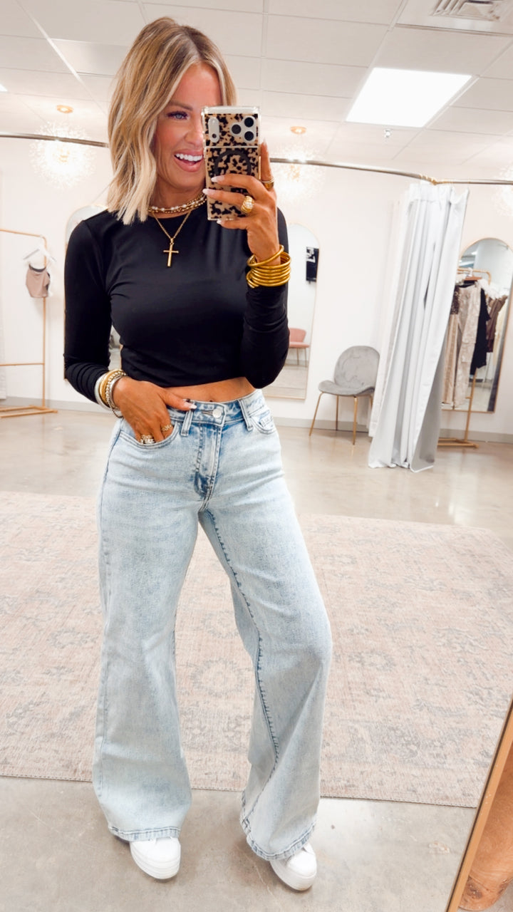 Laken Round Neck Top-Black