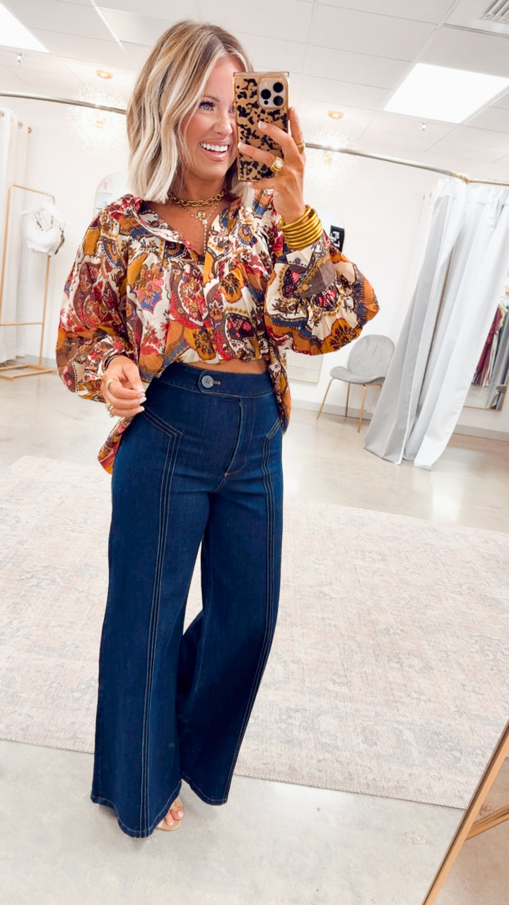 Mirella Printed Blouse-Ruby Amber