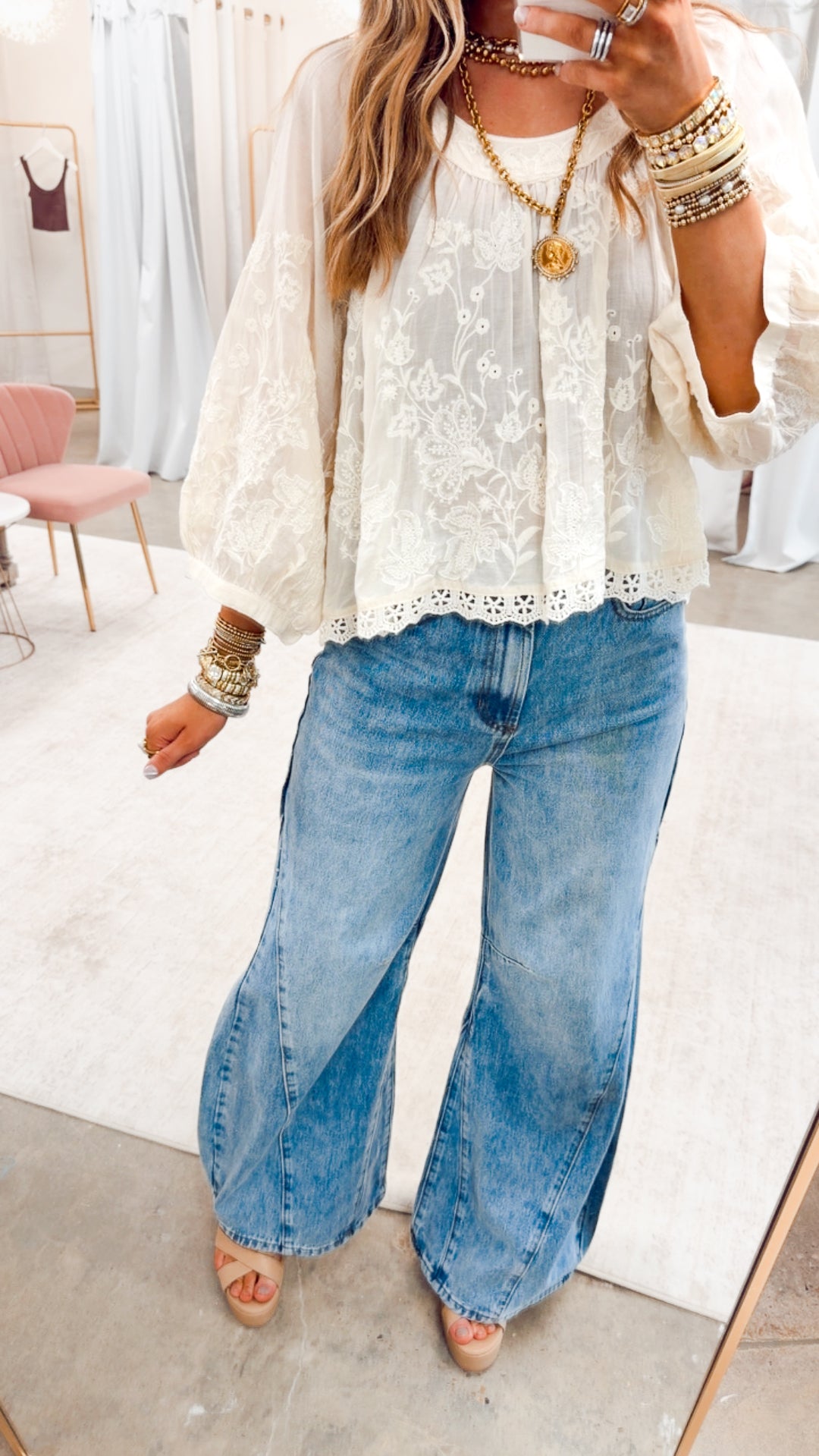 The Soft Spirit Floral Top-Natural