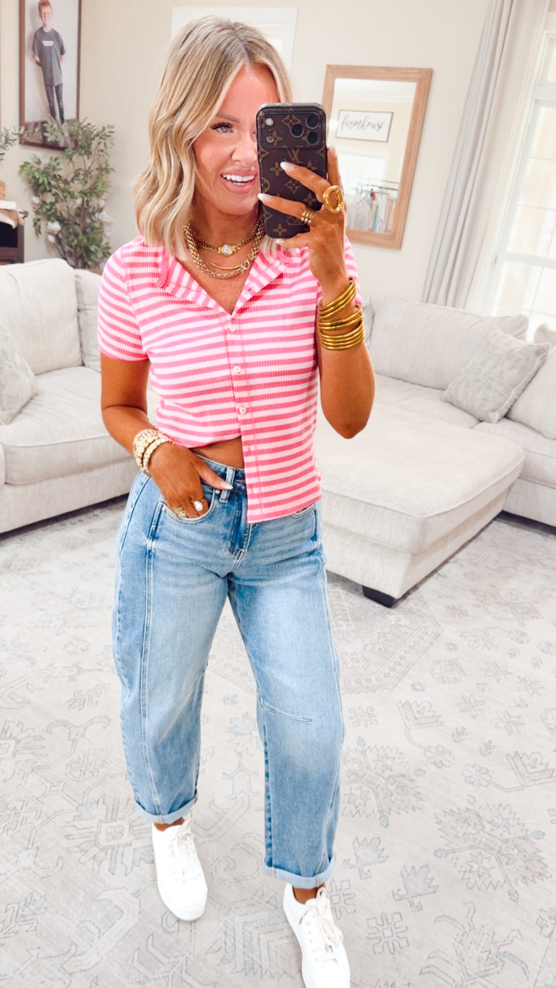 Piper Stripe Top-Pink