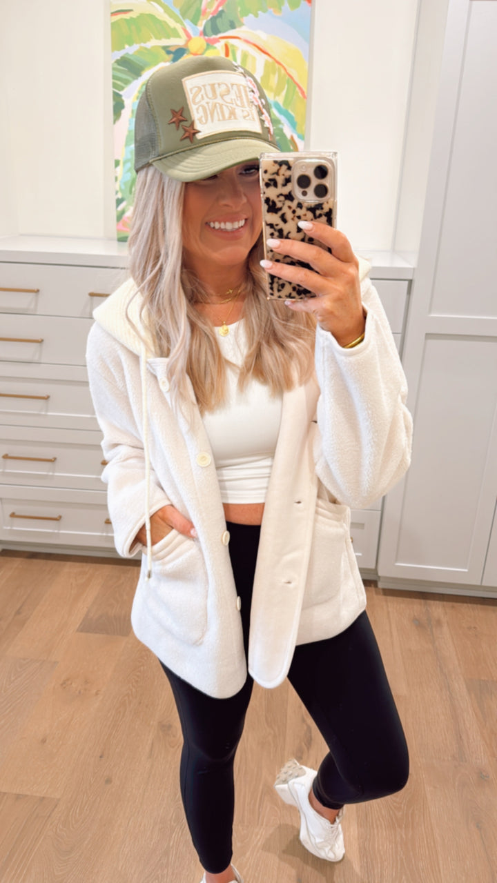 Sherpa Fleece Hooded Shacket