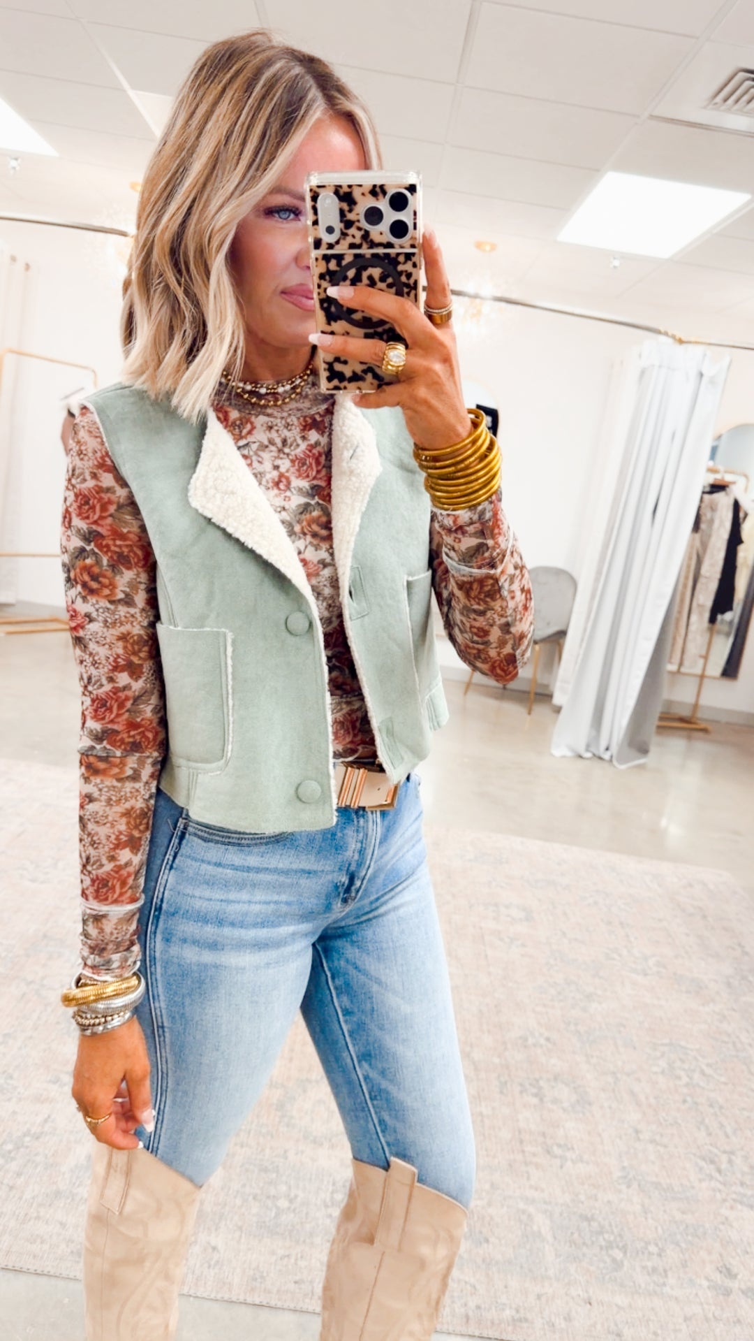 Dreamy Plush Vest-Sage