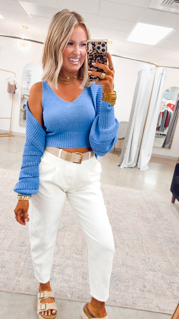 The Seabreeze Top & Cardigan-Chambray