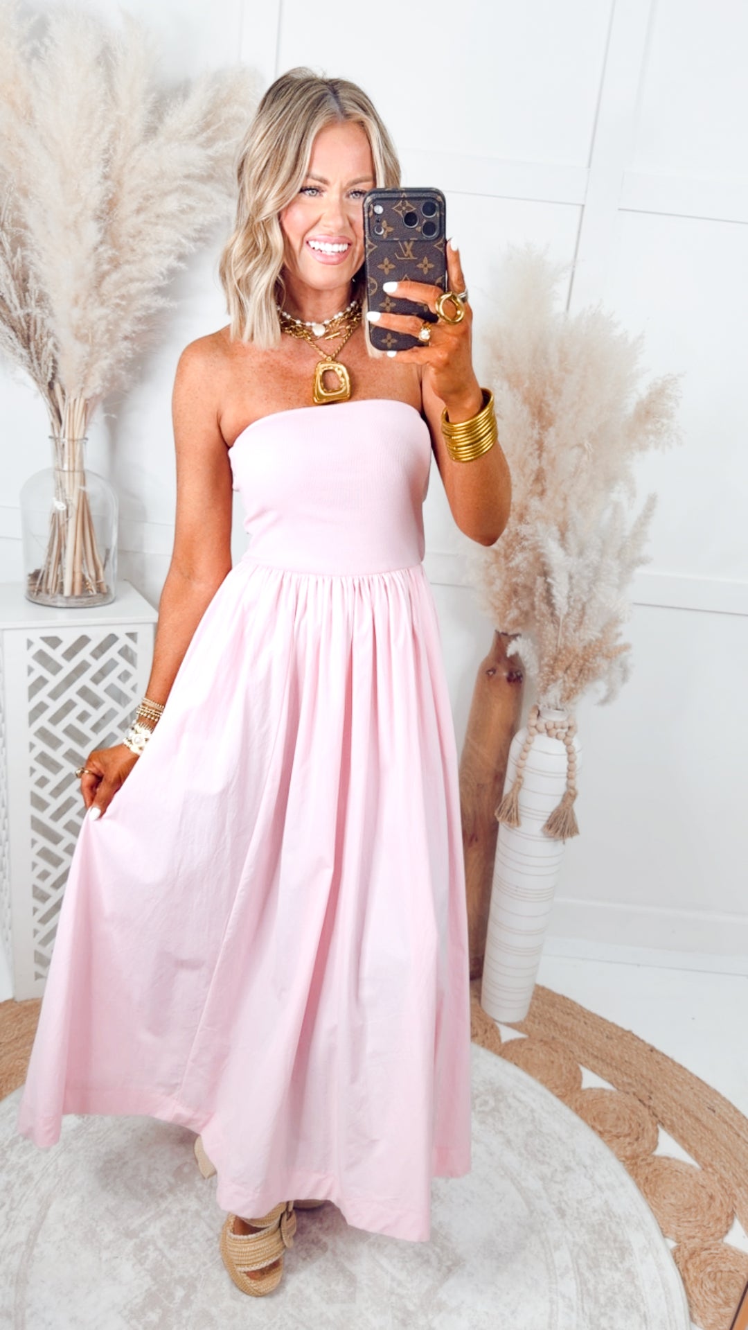 The Tidal Breeze Midi Dress-Soft Pink Large