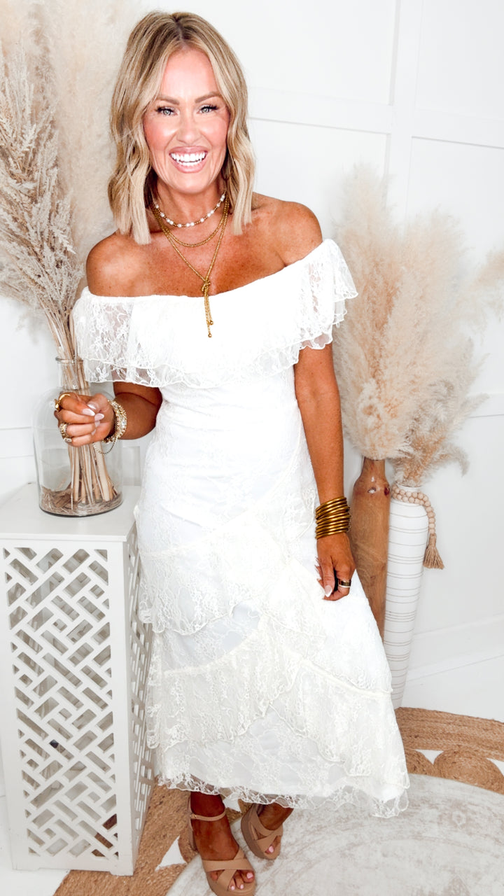 The Enchanted Lace Maxi Dress-Ivory