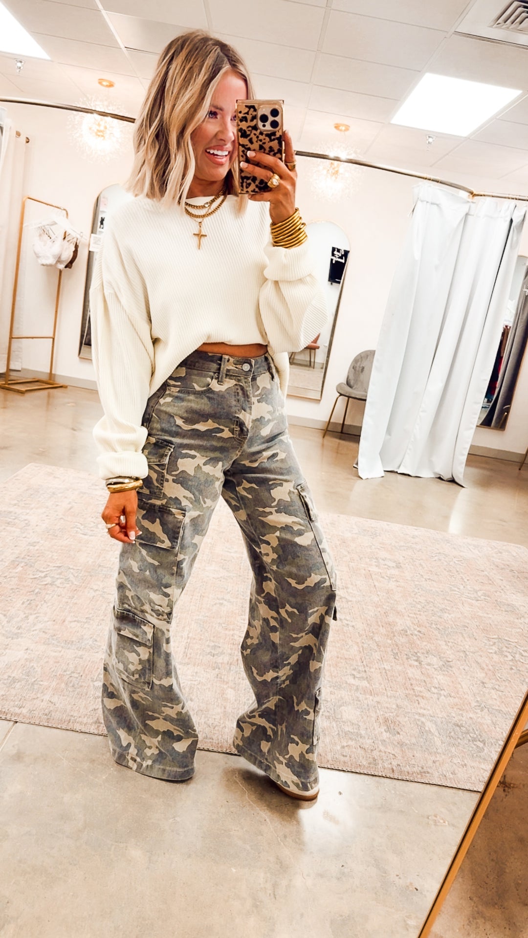 Cream Waffle Bliss Cropped Sweater