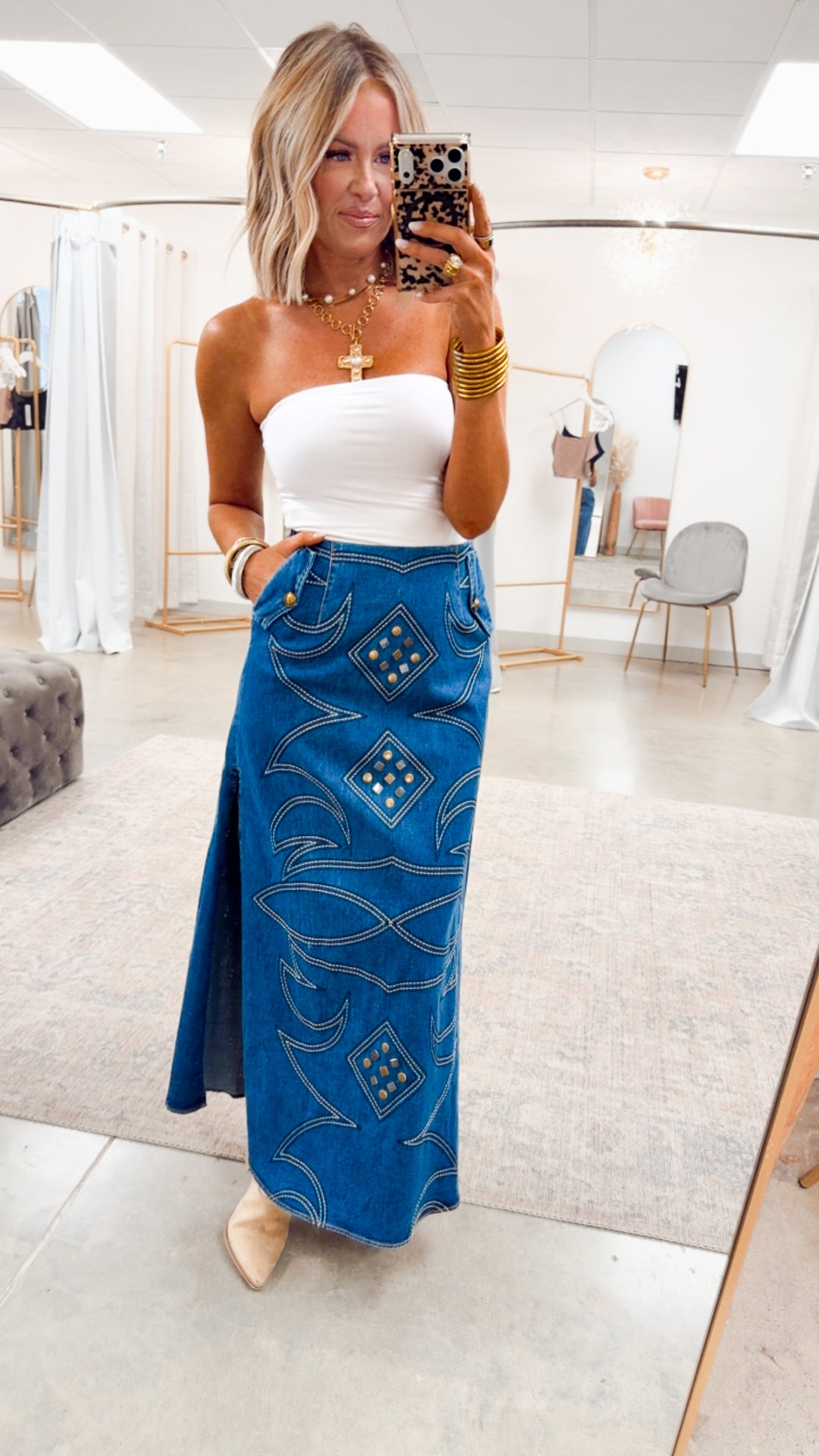 The Rhinestone Renegade Maxi Skirt