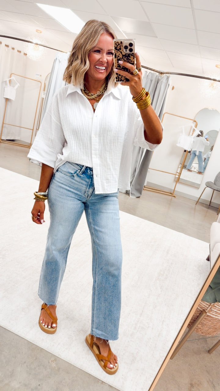 The Lankin Gauze Button Up Top