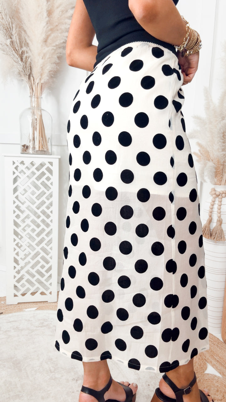 The Enchanted Polka Dot Midi Skirt