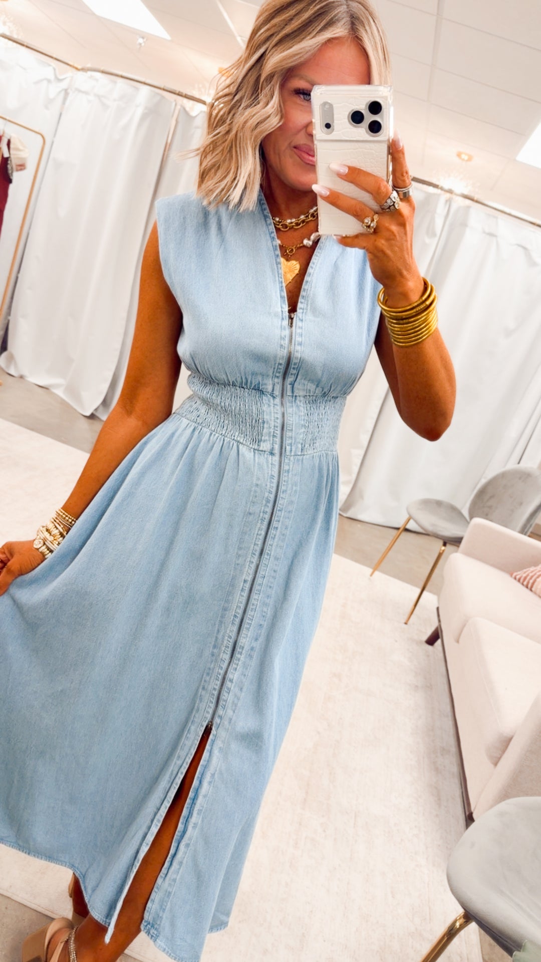 Knox Denim Midi Dress - Light Wash