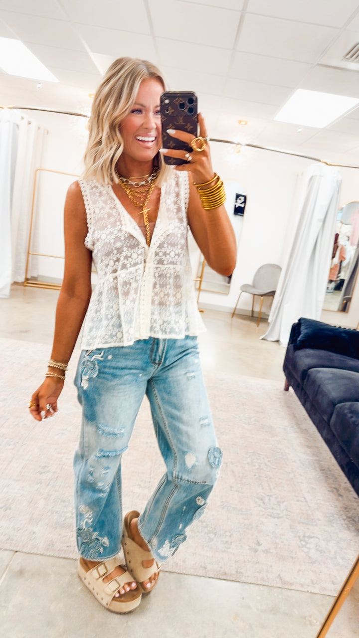 The Dusty Bloom Distressed Jeans