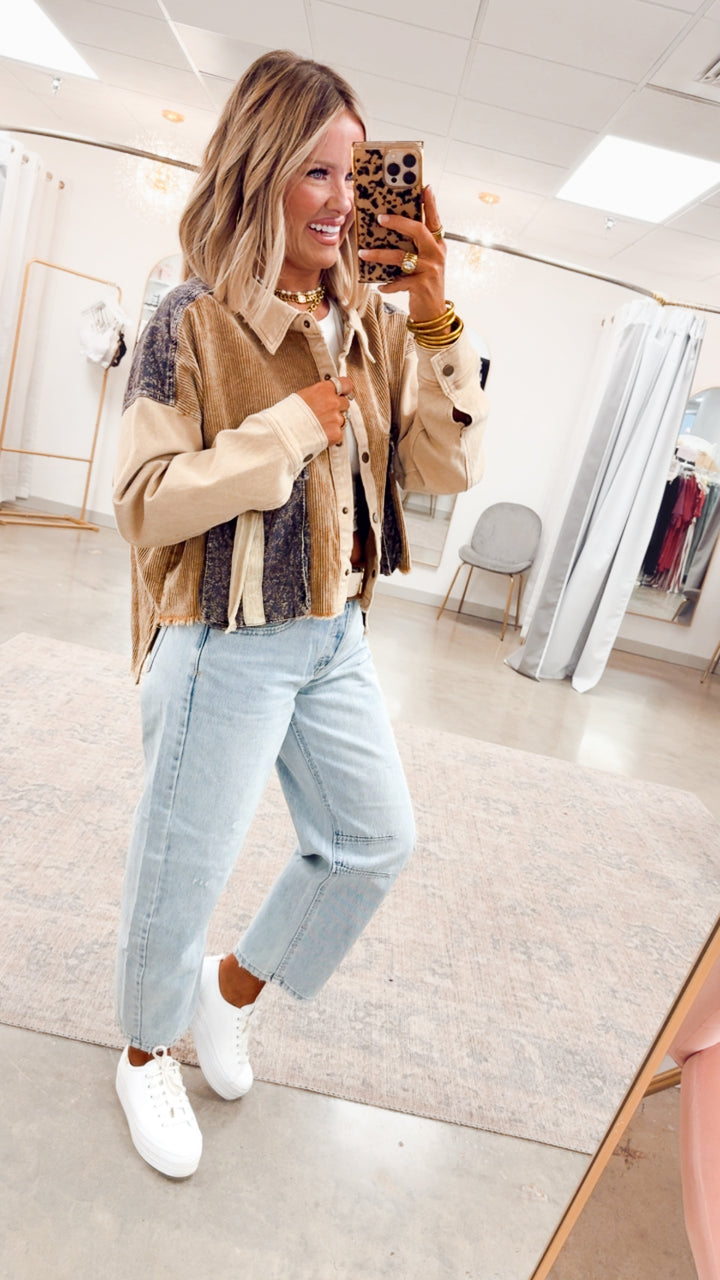 Corduroy Colorblock Top