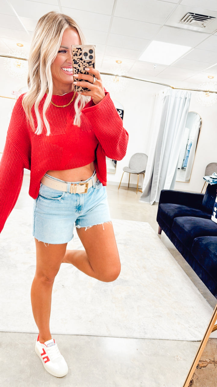Starlit Sweater Top-Red