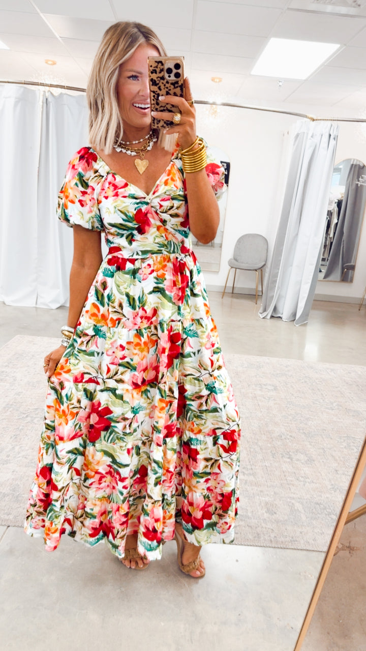 Full Bloom Floral Print Maxi Dress