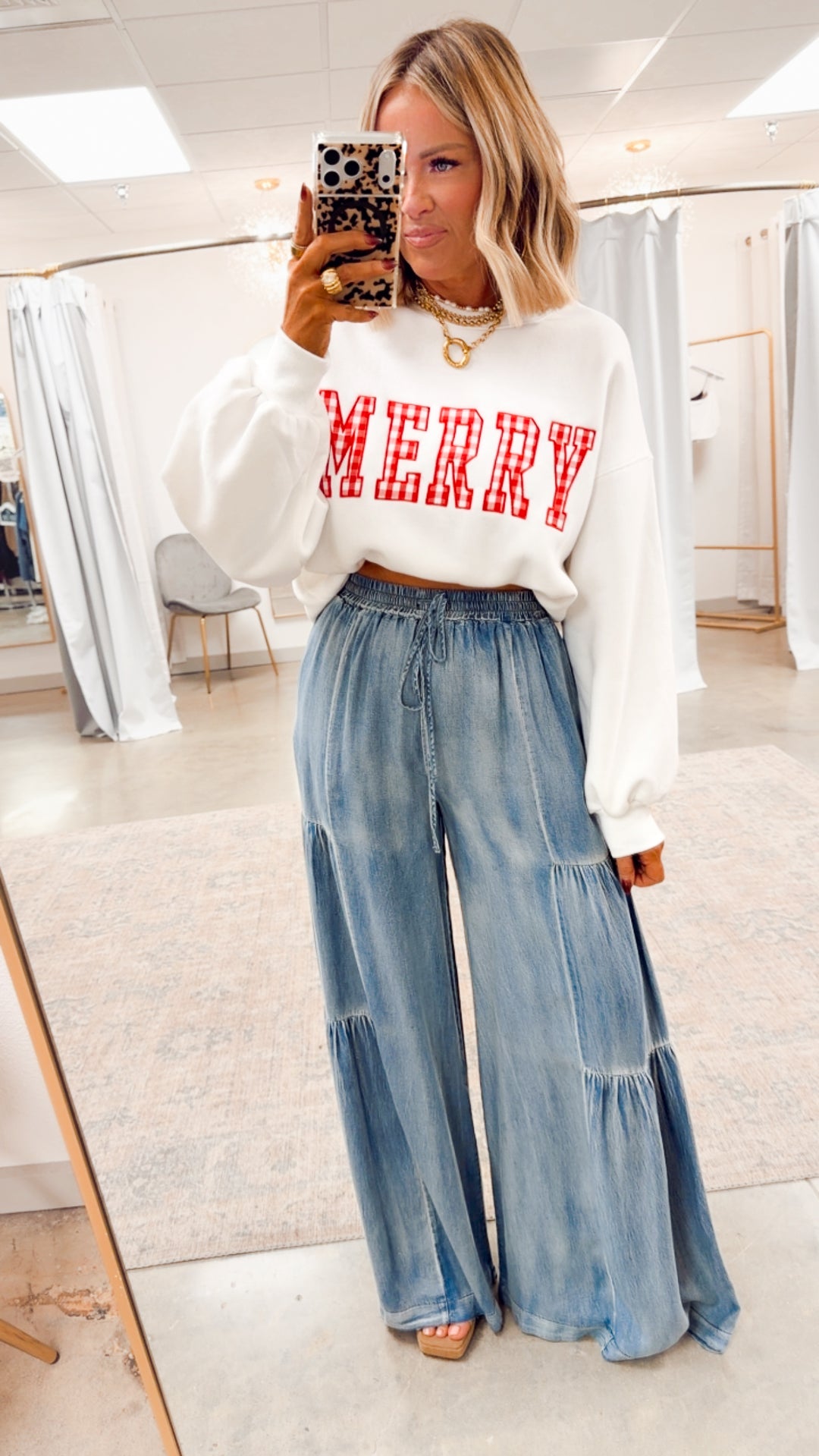 Cascade Denim Wide Leg Pants