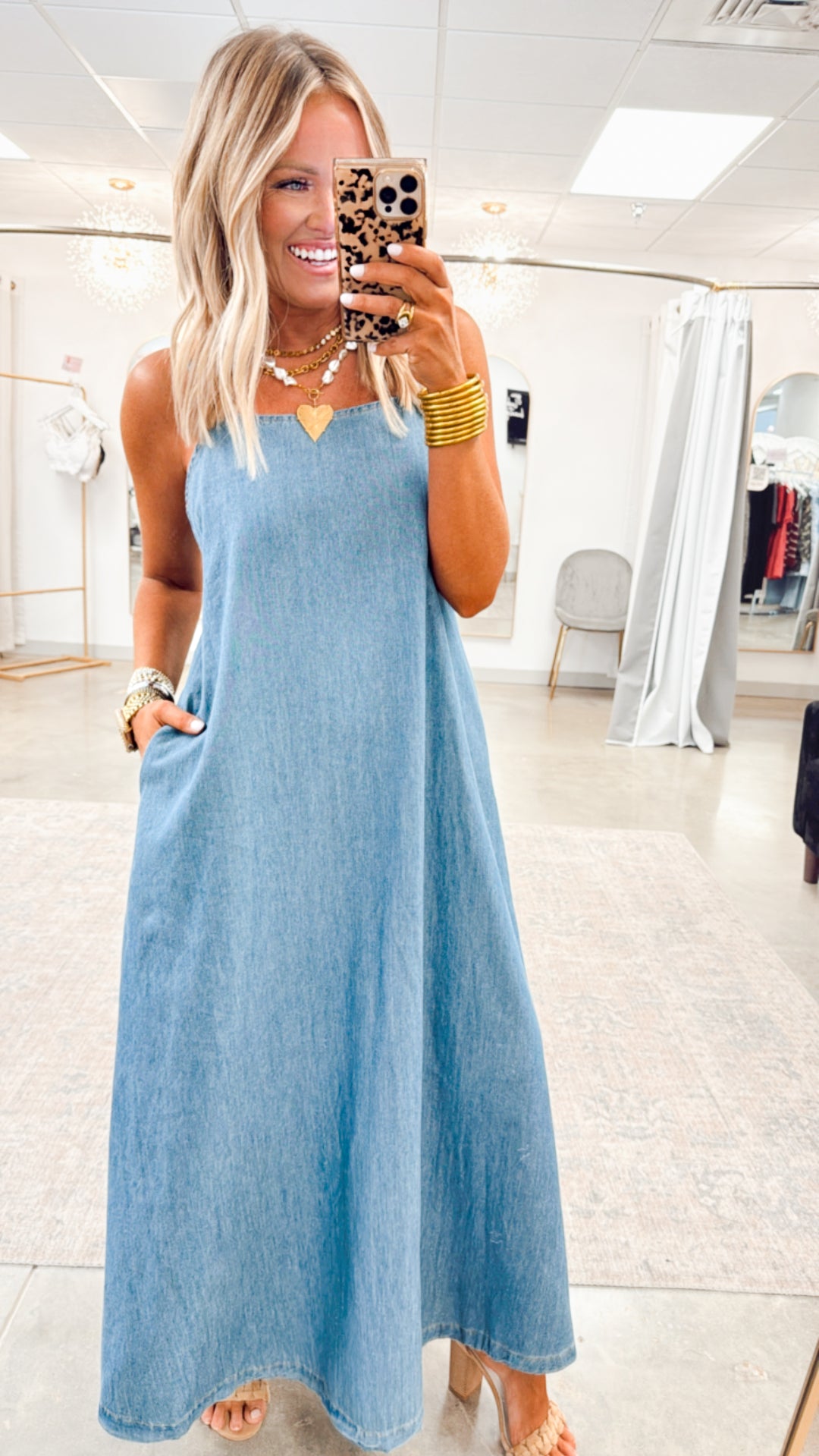 Country Fields Cami Dress-Denim