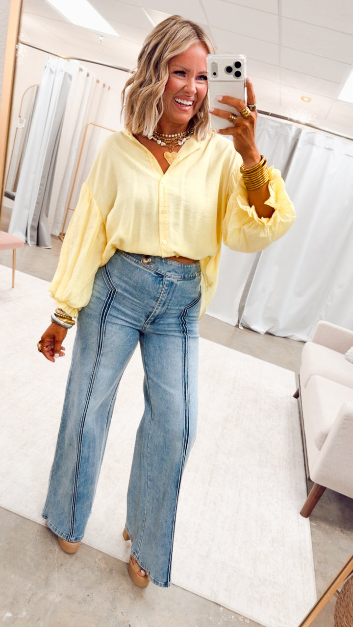 The Lucia Puff Sleeve Blouse-Yellow