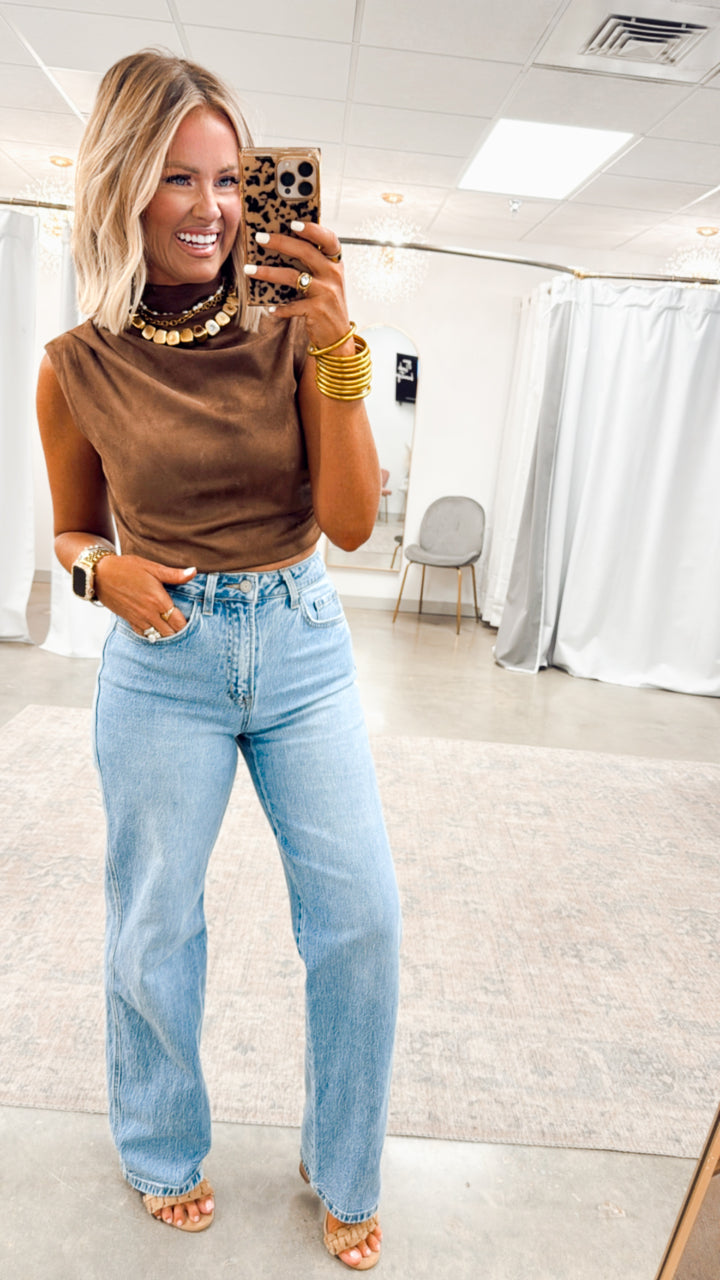 Terra Suede Mock Neck