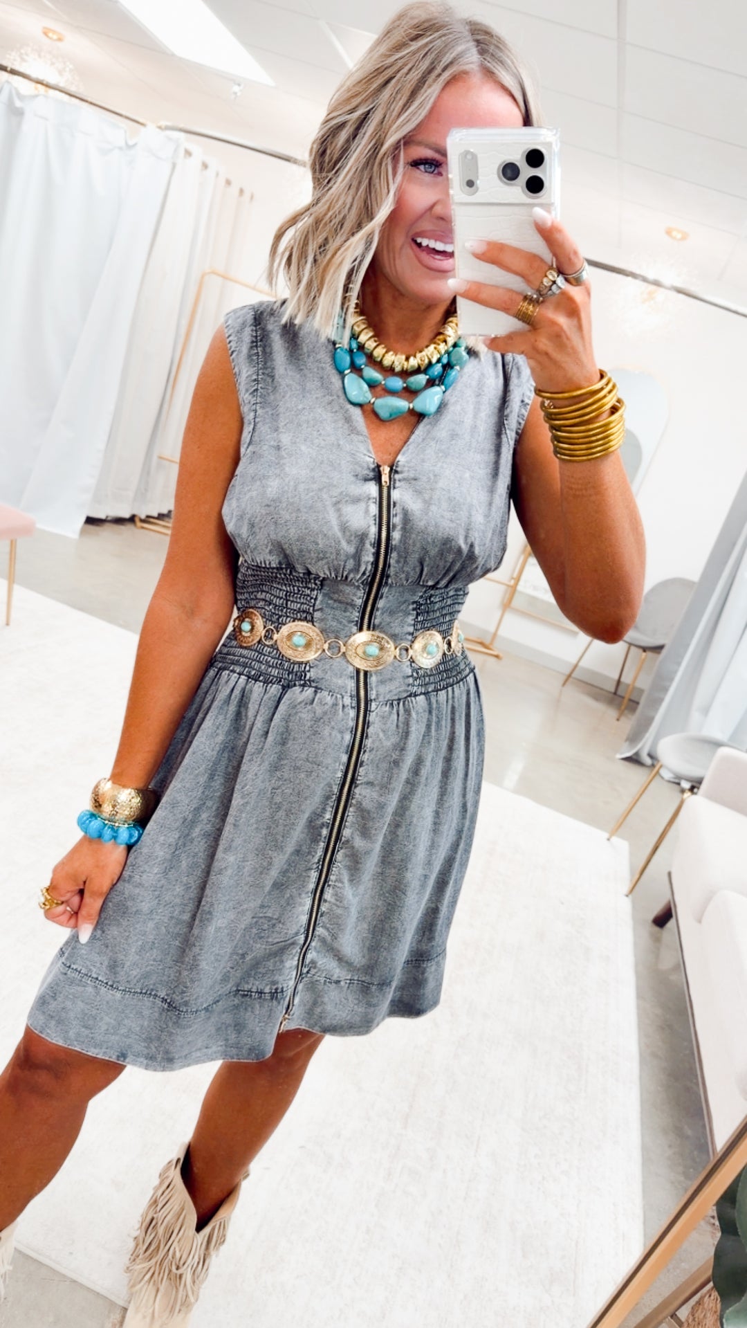 The Laramie Lane Dress-Black Denim