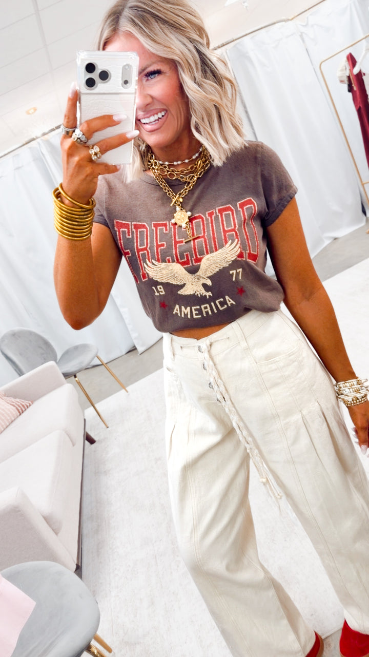 Free Bird America 1977 Crop Tee-Espresso