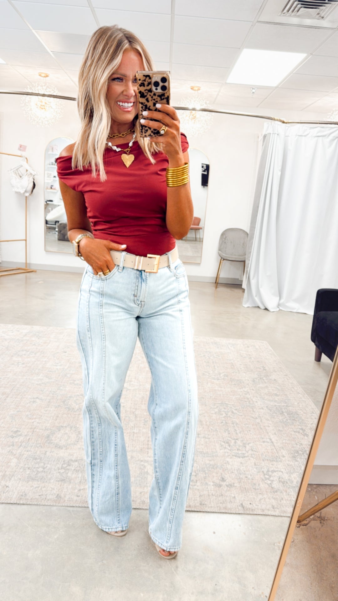 Amara Off Shoulder Top-Maroon