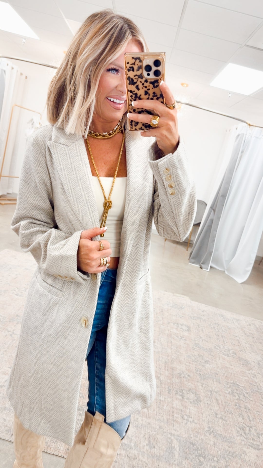 The Addison Chevron Button Coat