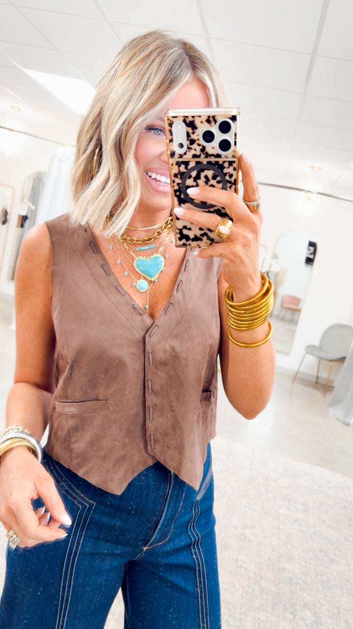 The Frontier Fancy Vest-Espresso