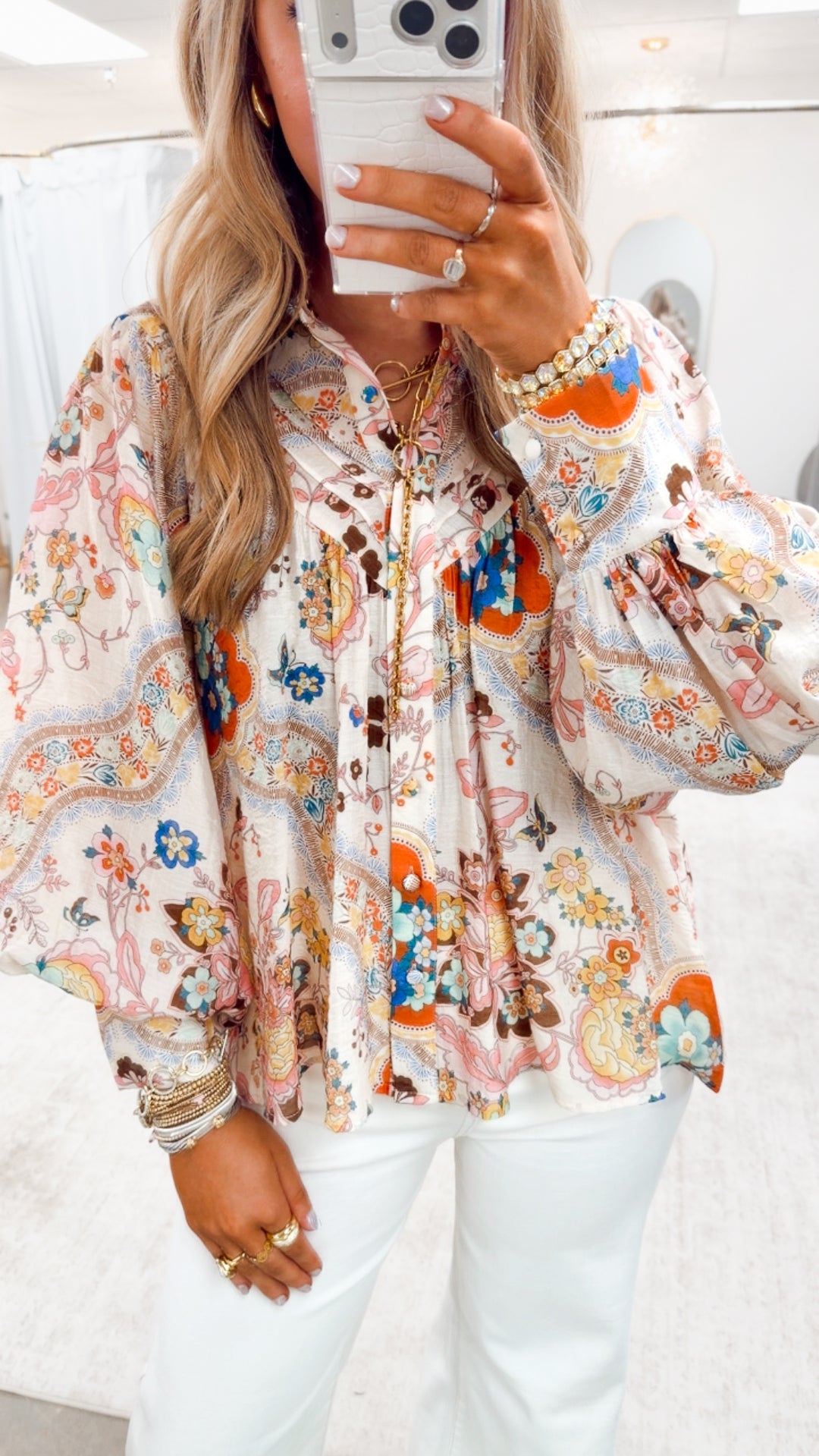 The Marigold Paisley Button Down Blouse