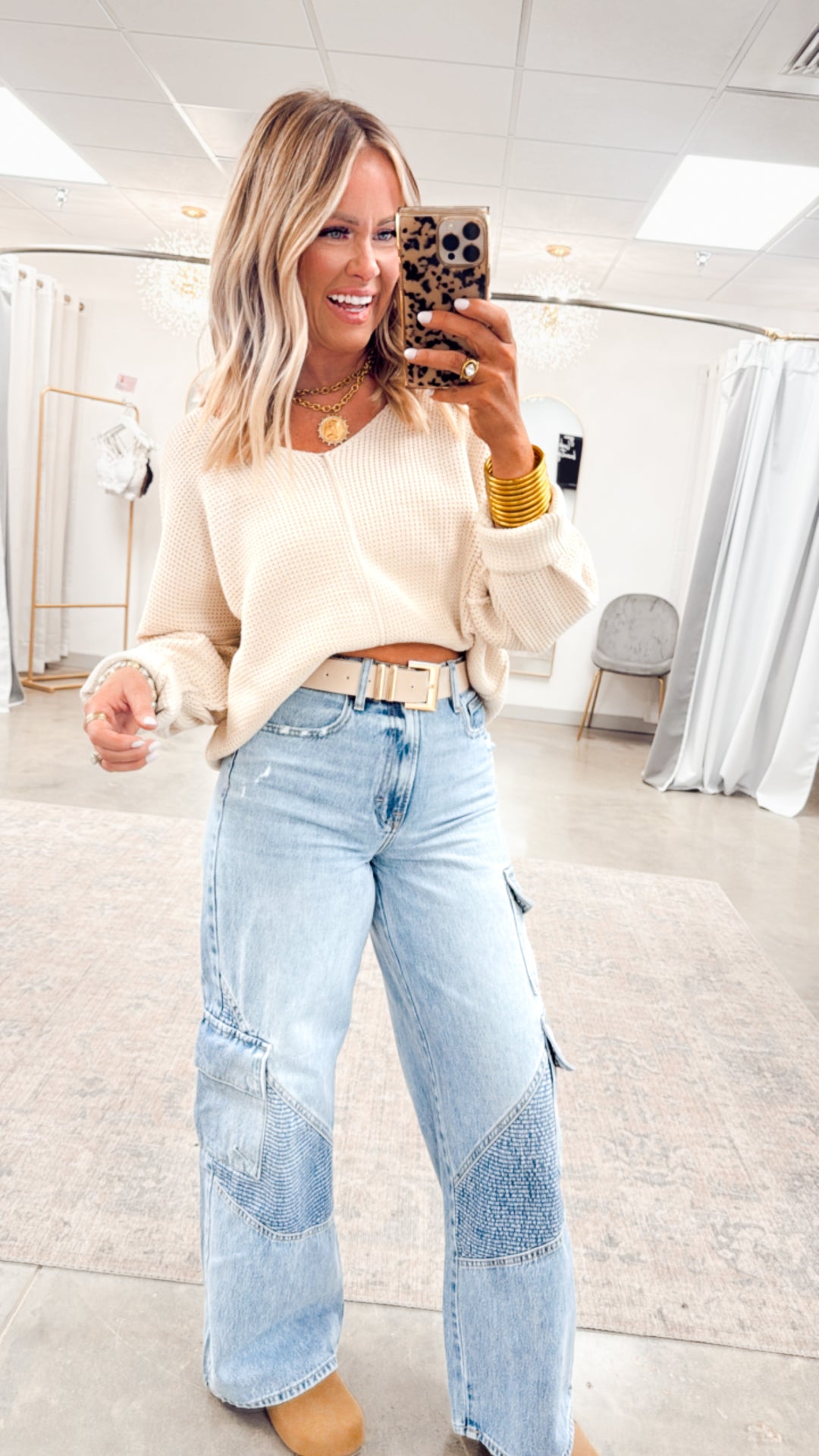 Ella Textured V-Neck Sweater