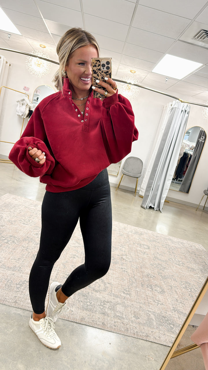 Piper Snap Button Collared Sweater-Wine