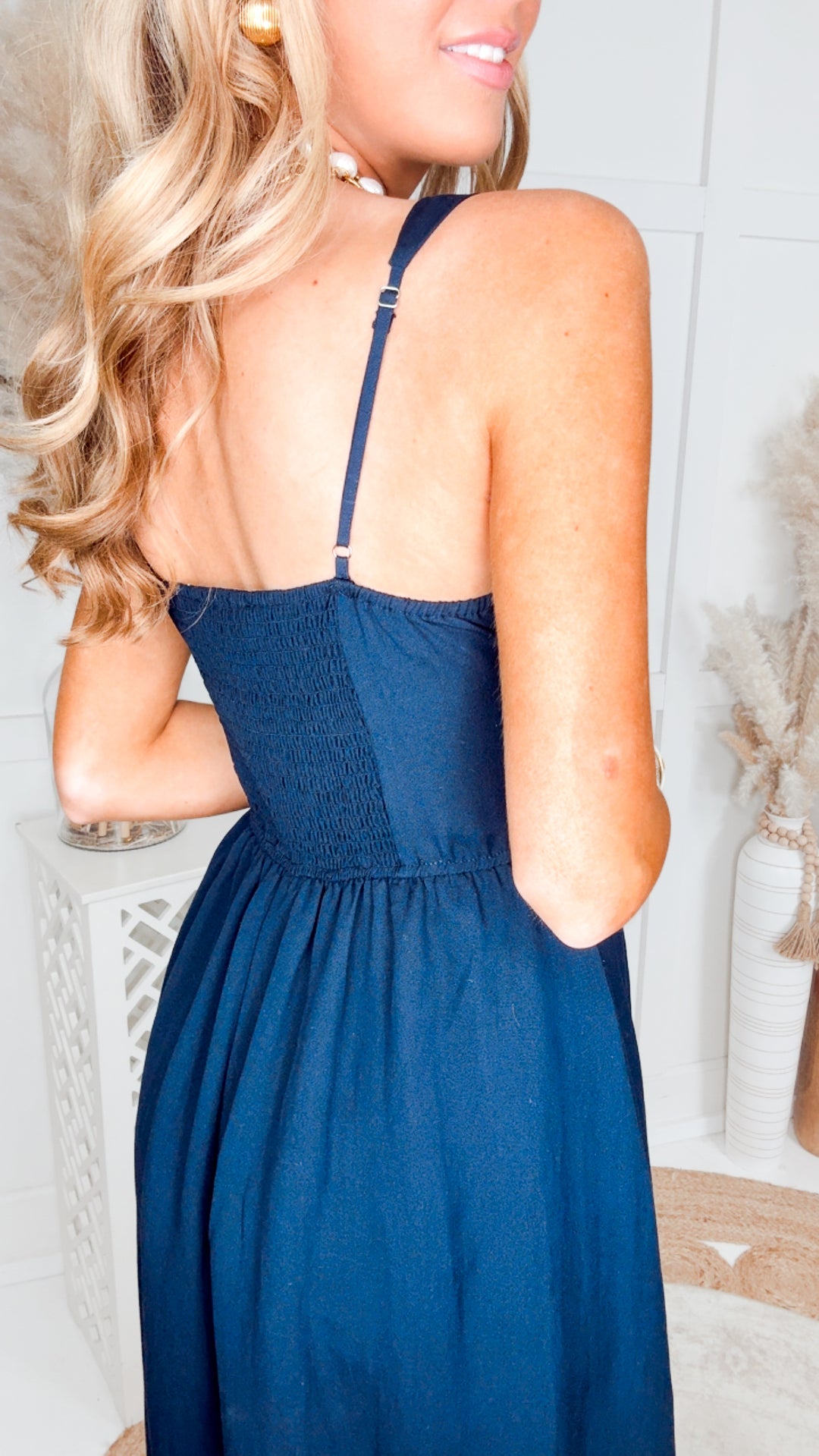 The Sailor’s Knot Midi Dress-Navy