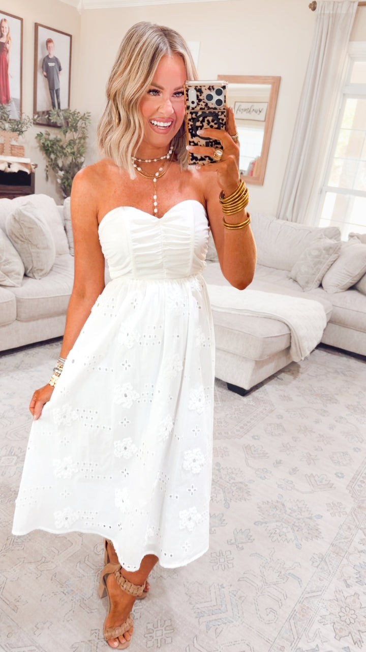 Maribel Lace Embroidered Midi Dress