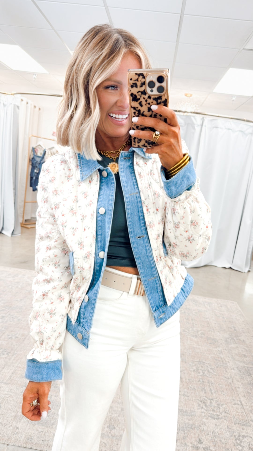 Quilted Floral Print Jacket