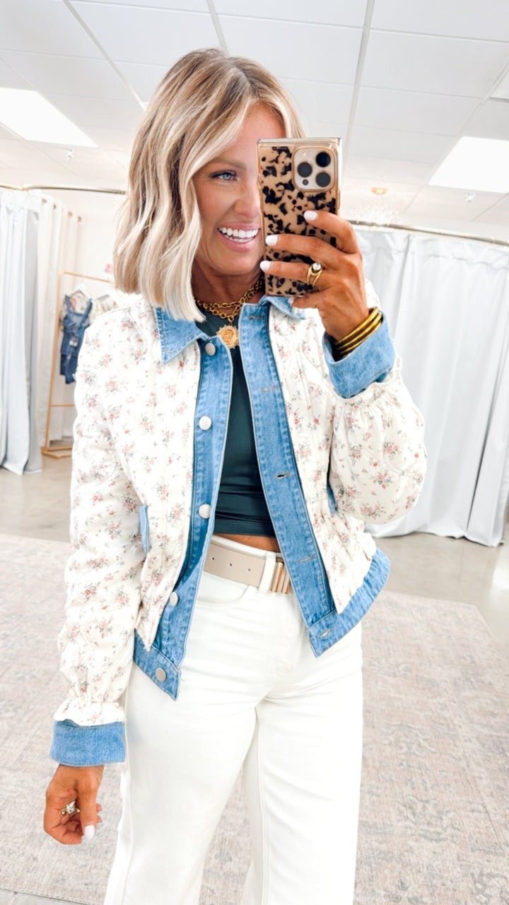 Quilted Floral Print Jacket